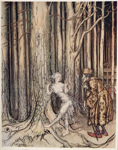 Fitchers Vogel, uit Broertje & Zusje en Andere Verhalen van de Gebroeders Grimm, pub.1917 door Arthur Rackham