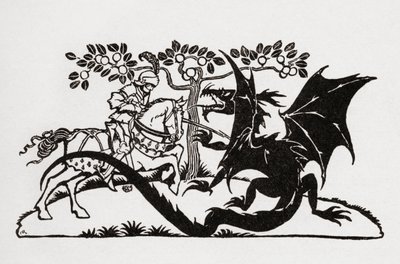 George en de draak. Uit het boek Engelse sprookjes herverteld door F.A. Steel met illustraties van Arthur Rackham, gepubliceerd 1927. door Arthur Rackham