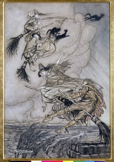 Hey! Up the Chimney Lass! Hey After you!, illustratie in The Ingoldsby Legends of Mirth and Marvels, 1907 door Arthur Rackham