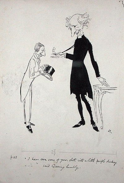 Ik heb wat van je stof gezien met een beetje paarse kraag... zei Gissing nederig, illustratie uit 