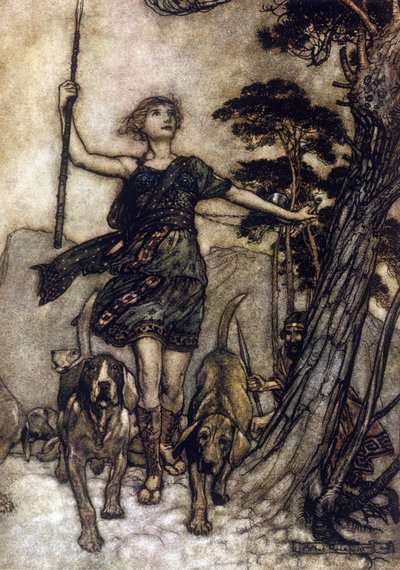 Illustratie voor De Droom van een Zomernacht door William Shakespeare door Arthur Rackham