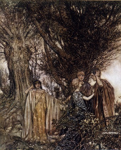 Illustratie door Arthur Rackham voor De Droom van een Zomernacht door William Shakespeare door Arthur Rackham