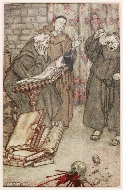 Illustratie van De Ekster van Rheims, 1907 door Arthur Rackham