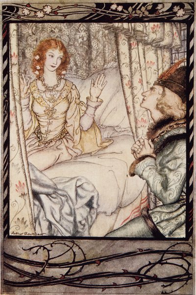 Ben jij het, mijn prins? Ik heb heel lang op je gewacht, uit The Arthur Rackham Fairy Book, gepubliceerd 1933 door Arthur Rackham