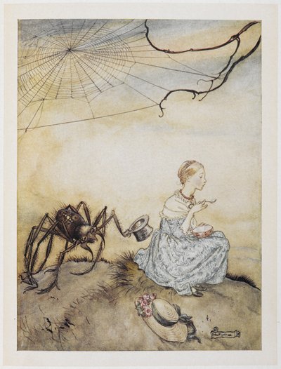 Kleine Miss Muffet door Arthur Rackham