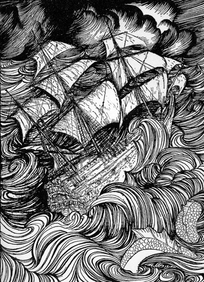 Manuscript gevonden in een fles door Edgar Allan Poe door Arthur Rackham