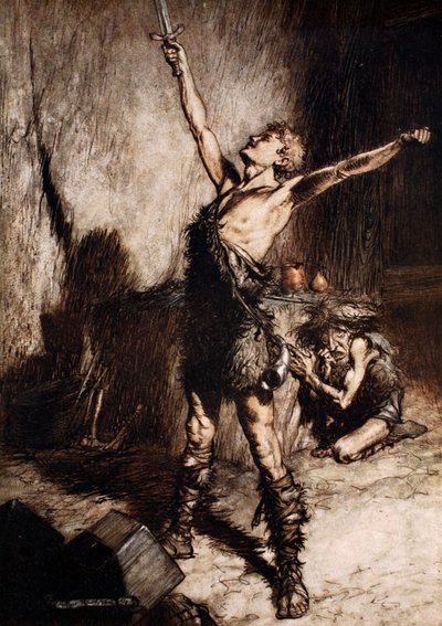 Nothung! Nothung! Overwinnende zwaard!, 1924 door Arthur Rackham
