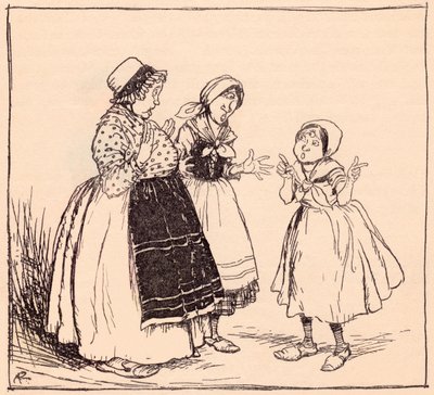 Nu weet ik waarom dat verwaande ding daar niet eet. Illustratie door Arthur Rackham uit Grimm