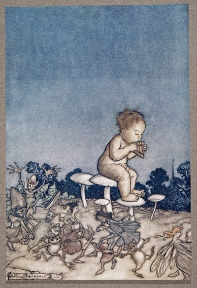Peter Pan is het orkest van de feeën, uit Peter Pan in Kensington Gardens door J M Barrie (1860 - 1937), pub. 1906 door Arthur Rackham