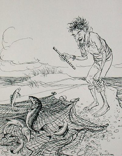 De visser die fluit, illustratie uit 