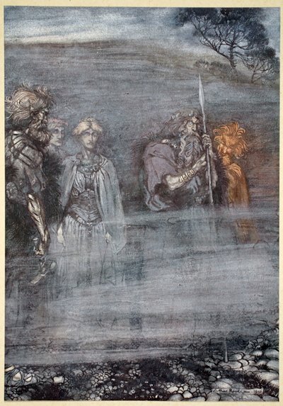 De goden worden bleek en oud bij het verlies van Freia door Arthur Rackham