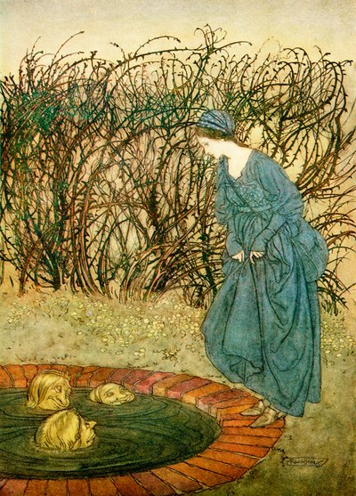 De drie hoofden van de bron, uit Engelse sprookjes naverteld door F.A. Steel, 1927 door Arthur Rackham