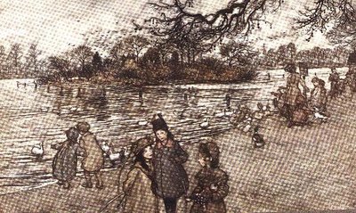 Het eiland waar alle vogels geboren worden uit Peter Pan in Kensington Gardens door J.M. Barrie, 1906 door Arthur Rackham