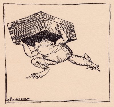 De kleine ging en bracht de doos. Illustratie door Arthur Rackham uit Grimm