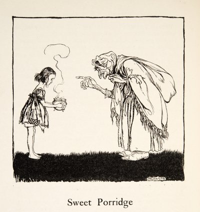 De kleine ging en bracht de doos, uit Kleine Broer & Kleine Zus en Andere Verhalen van de Gebroeders Grimm, uitgegeven 1917 door Arthur Rackham