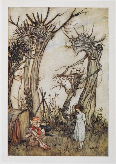 De man in de wildernis door Arthur Rackham