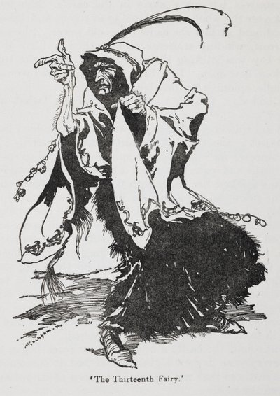 De dertiende fee uit Doornroosje door Arthur Rackham