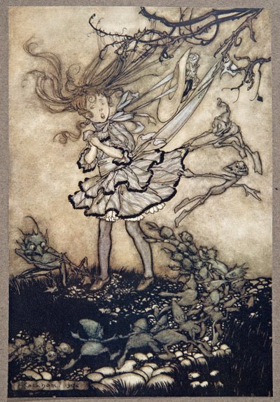 Ze zullen je zeker kwaad doen, uit Peter Pan in Kensington Gardens door J M Barrie, pub. 1906 door Arthur Rackham