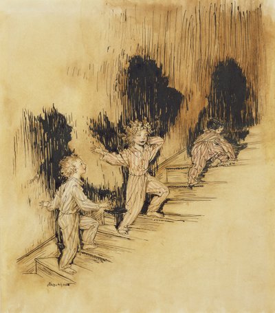 Het was de nacht voor Kerstmis, illustratie uit De nacht voor Kerstmis, door Clement C. Moore, 1931 door Arthur Rackham