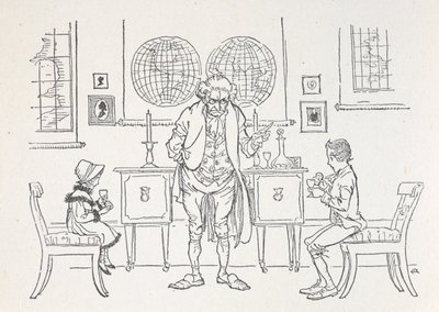 Twee kinderen en hun schoolmeesters door Arthur Rackham