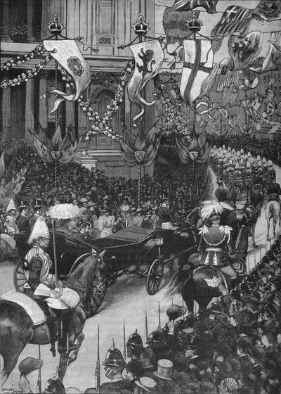 Huwelijk van de Hertog van York: de koninklijke processie passeert de St Paul