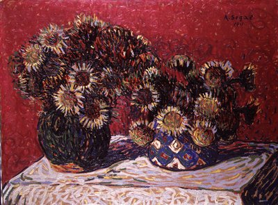 Twee vazen met bloemen door Arthur Segal