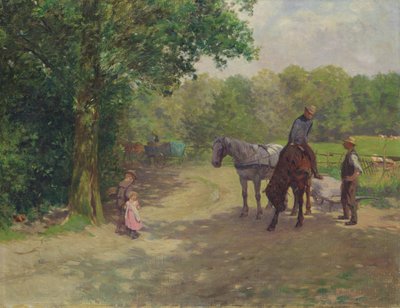 Landschap met paard en wagen door Arthur Siebelist