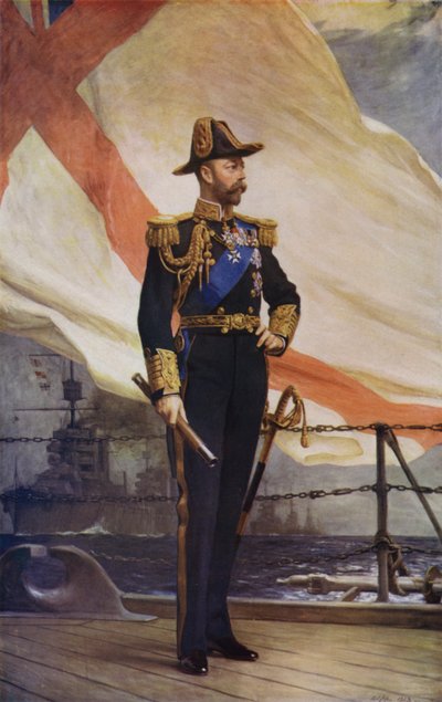 Koning George V in marine-uniform door Arthur Stockdale Cope