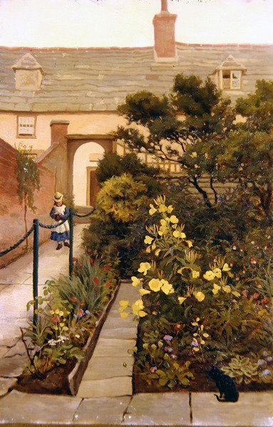 Cottage bij zonsondergang door Arthur Temple Felix Clay