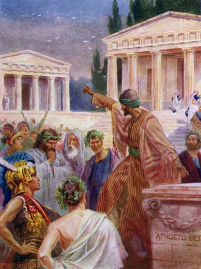 Paulus predikt in Athene door Arthur Twidle
