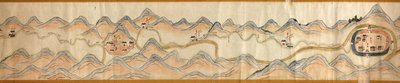 16.000 geleverd. Georiënteerd met het noorden naar rechts. Reliëf getoond in vogelvlucht. Bevat Wei-rivier in Baoji Xian, Shanxi Sheng tot Shu Dao in Shanxi-Sichuan grens. Toont nederzettingen, rustplaatsen, stations, herbergen, tempels, bergpassen, muren door Arthur W. Hummel