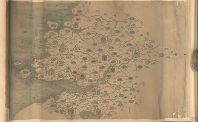 850.000. geleverd. Georiënteerd met het noorden aan de onderkant. Relief getoond picturaal. Picturale kaart. Pen-en-inkt en aquarel. Toont bergen, kustlijn, eilanden en wegen in de provincie Zhejiang. Hummel aankoop 1930, nr. 35. Ook beschikbaar via de Lib door Arthur W. Hummel