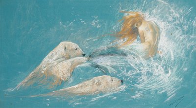 Een Zeemeermin en IJsberen door Arthur Wardle