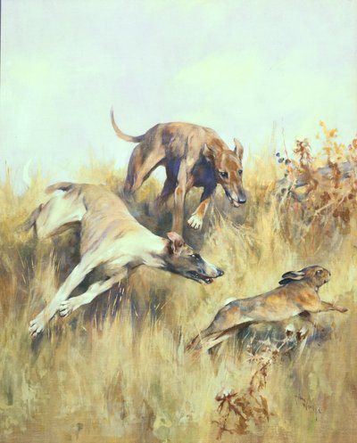 Windhonden die achtervolgen door Arthur Wardle