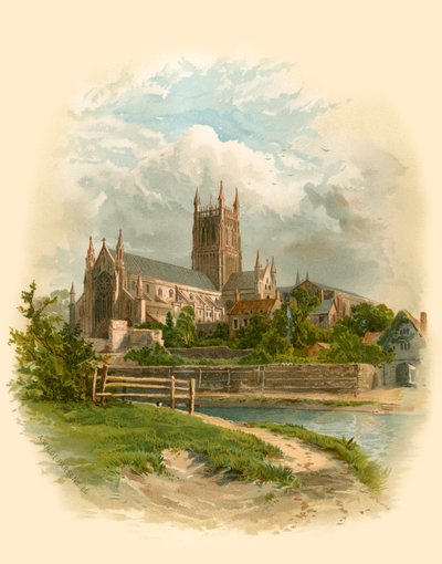 Kathedraal van Worcester, Noordoost door Arthur Wilde Parsons