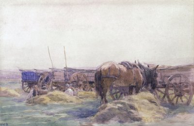 Hooikarren met paard door Arthur Winter Shaw