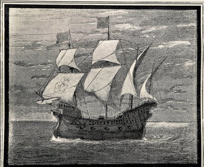 16e-eeuwse Spaanse galei. Gravure. SPANJE. ARAGON. Zaragoza. Algemene Militaire Academie door Artist Unknown