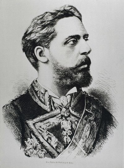 CARLOS VII, Carlos Maria de los Dolores de Borbon y Austria-Este (1848-1909). Carlistische troonpretendent van Spanje als Carlos VII. Spanje. Carlisme. Charles VII, Carlistische troonpretendent. Gepubliceerd in 