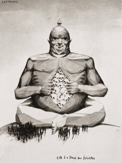 CASTELAO, Daniel Alfonso Rodriguez (1886-1950). Spaanse verteller, humorist, tekenaar, antropoloog en politicus. Spaanse Burgeroorlog (1936-1939). "Dit is de God van de fascisten." Afbeelding uit de serie "Galicia martir", door Alfonso Ro door Artist Unknown