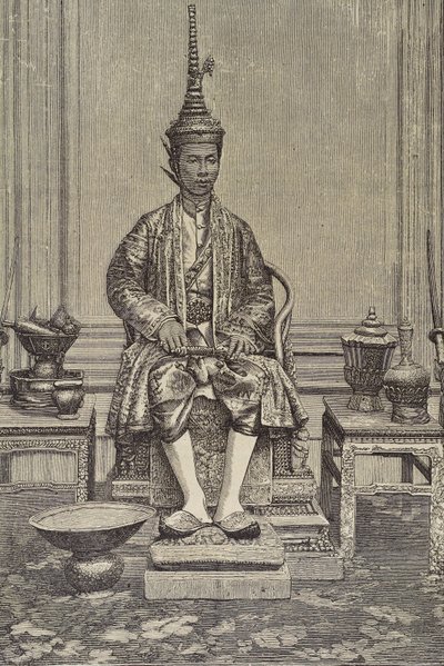 Chulalongkorn of Rama V (1853-1910). Vijfde monarch van Siam onder het Huis van Chakri. Gravure. Privécollectie door Artist Unknown