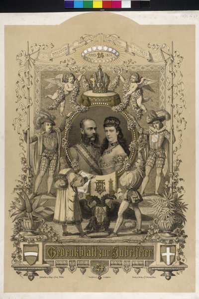 Herdenkingspapier voor het zilveren huwelijk van het keizerlijke paar 1879 door Artist Unknown