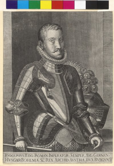 Kopergravure door Martin rota Keizer Rudolf II door Artist Unknown