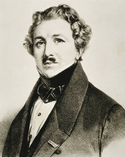 DAGUERRE, Louis-Jacques-Mandé (1787-1851). Engelse uitvinder die de fotografie verbeterde. Lithografie. door Artist Unknown