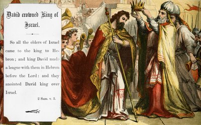 David gekroond tot koning van Israël, Bijbel Scène (print) door Artist Unknown