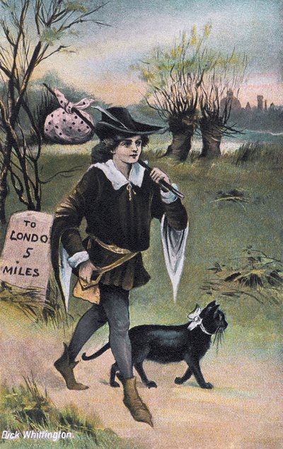 Dick Whittington op weg naar Londen (prent) door Artist Unknown