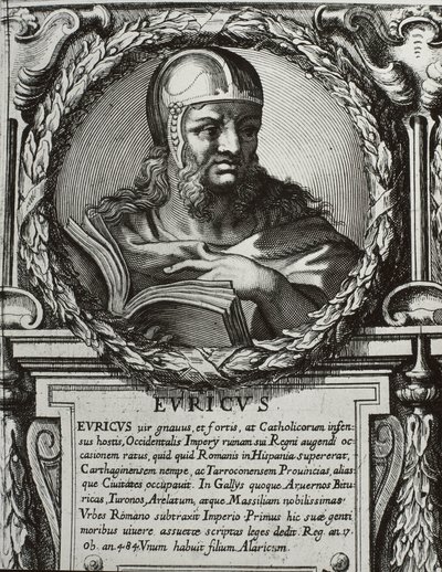 EURIC (420-484). Koning van de Visigoten (466-484). Gravure. door Artist Unknown