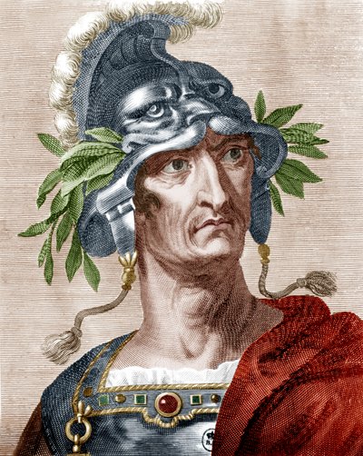 Keizer Claudius (kleurengravure) door Artist Unknown