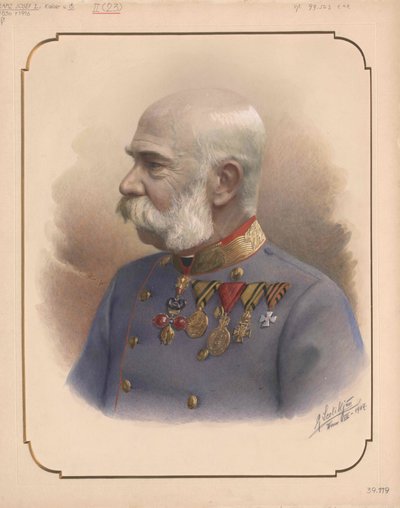 Keizer van Oostenrijk Frans Jozef I (afdruk) door Artist Unknown