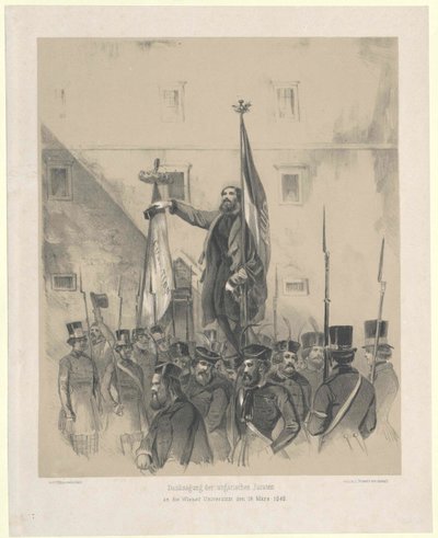 Dankbetuiging van de Hongaarse juraten aan de Weense universiteit op 16 maart 1848 door Artist Unknown