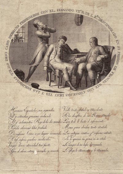 FERDINAND VII van Spanje (1784-1833). Koning van Spanje (1808-1833). Gevangenschap van Fernando VII in Frankrijk. Ets. SPANJE. ANDALUSIË. CADIZ. San Fernando. Gemeentelijk Historisch Museum door Artist Unknown